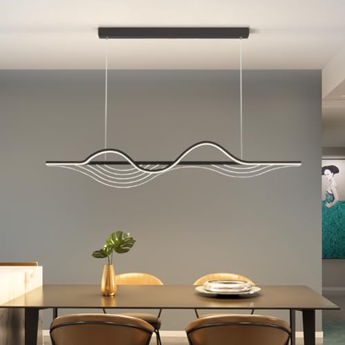 Bellastein LED Pendelleuchte Esstisch Lange gerade Scheibe Kronleuchter Moderne LED-Hängeleuchte Theke in der Teestube Hängeleuchte Büro Pendellampe Leuchten (schwarz100cm) von Bellastein