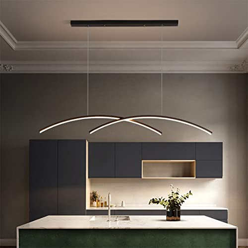 Bellastein LED Pendelleuchte Esstisch Pendellampe Höhenverstellbar Esszimmerlampen Modern LED Hängelampe Dimmbar Mit Fernbedienung Küchen Bar Hängeleuchte (Schwarz, 120cm) von Bellastein