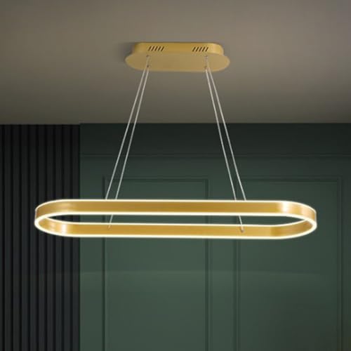 Bellastein LED Pendelleuchte Esstisch stimmungsvoller Büro- und Konferenzraum Hängeleuchte Studio-Kronleuchter, ovaler Bartresen, rechteckiger heller Luxus Rund Ring-pendellampe (golden, 120cm) von Bellastein