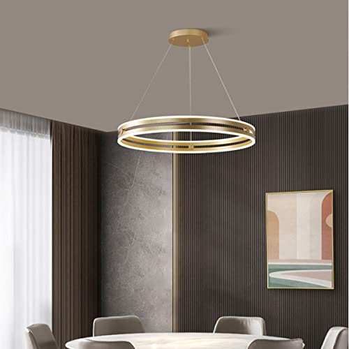 Bellastein LED Pendelleuchte Esszimmer Metall ring Kronleuchter Höhenverstellbar Wohnzimmerlamp Dimmbar mit Fernbedienung Hängeleuchte Esstisch Pendellampe Acryl Hängelampe Küchen (Gold, L40cm/52W) von Bellastein