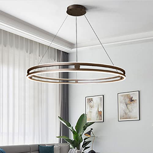 Bellastein LED Pendelleuchte Esszimmer Metall ring Kronleuchter Höhenverstellbar Wohnzimmerlamp Dimmbar mit Fernbedienung Hängeleuchte Esstisch Pendellampe Acryl Hängelampe Küchen (Kaffee, L60cm/72W) von Bellastein