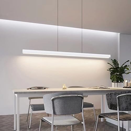 Bellastein LED Pendelleuchte für esstisch dimmbar mit pendellampe höhenverstellbar Moderne Hängeleuchte/Deckenleuchte für büro esszimmer Arbeitszimmer Wohnzimmer Küche Bar leuchte (Weiß, L120cm) von Bellastein