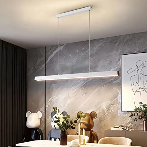 Bellastein LED Pendelleuchte für esstisch dimmbar mit pendellampe höhenverstellbar Moderne Hängeleuchte/Deckenleuchte für büro esszimmer Arbeitszimmer Wohnzimmer Küche Bar leuchte (Weiß, L100cm) von Bellastein