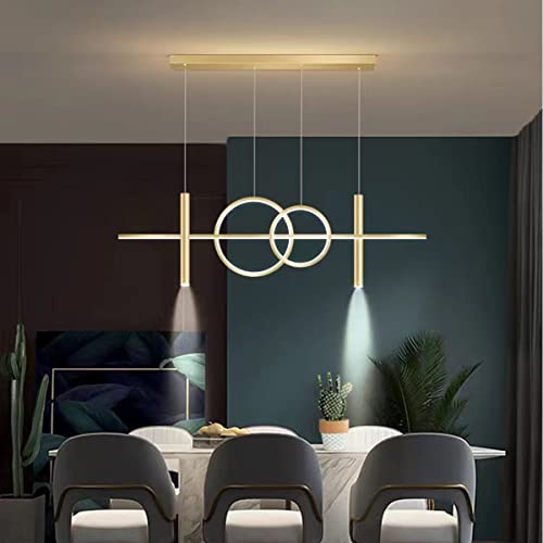 Bellastein LED Pendelleuchten Dimmbar Esstisch Esszimmer Hängeleuchte/Hängelampe Wohnzimmer Küche Hängend Lampe Moderne Kreative Ring Designer Kronleuchter mit Fernbedienung Leuchten (Gold, L100cm) von Bellastein