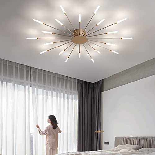 Bellastein Modern Dimmbar LED Deckenleuchte 42-Flammige Unterputz-Deckenlampe 3000-6000K Mit Fernsteuerung Schlafzimmer, Wohnzimmer, Esszimmer Pendelleuchte (Gold, 20 Lichter) von Bellastein