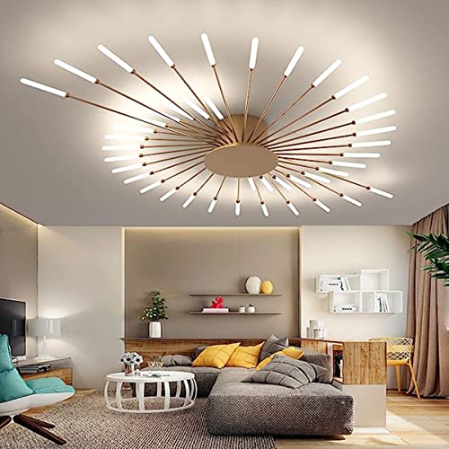 Bellastein Modern Dimmbar LED Deckenleuchte 42-Flammige Unterputz-Deckenlampe 3000-6000K Mit Fernsteuerung Schlafzimmer, Wohnzimmer, Esszimmer Pendelleuchte (Gold, 42 Lichter) von Bellastein