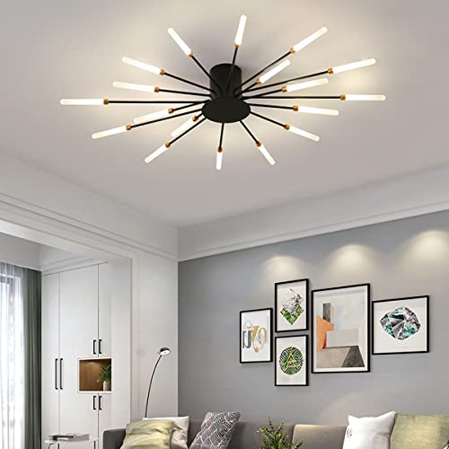 Bellastein Modern Dimmbar LED Deckenleuchte 42-Flammige Unterputz-Deckenlampe 3000-6000K Mit Fernsteuerung Schlafzimmer, Wohnzimmer, Esszimmer Pendelleuchte (schwarz, 20 Lichter) von Bellastein