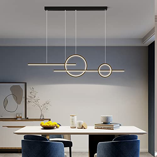 Bellastein Modern LED Pendelleuchte Esstisch Hängelampe Dimmbar Esstischlampe 56W mit Fernbedienung Esszimmer Hängeleuchte Kreativität Küche Wohnzimmer Lampe 110cm (Schwarz) von Bellastein