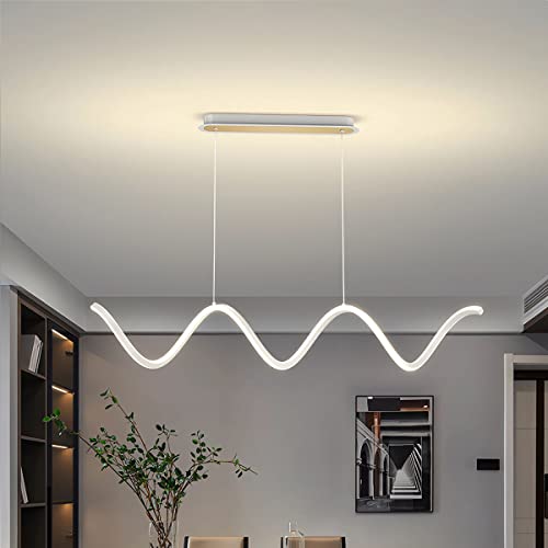 Bellastein Modern LED Pendelleuchte Esstisch Hängeleuchte Dimmbar 3000K-6000K Hoehenverstellbar Esszimmerlampe, Spiral Design Hängelampe mit Fernbedienung, Esstisch Büro 68W Kronleuchter (Weiß) von Bellastein