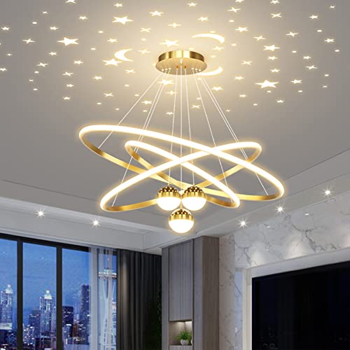 Bellastein Moderne LED Pendelleuchte Kreative LED Kronleuchtert Dimmbare Hängelampe moderner Deckenleuchter Modernes Hängeleuchte for Esszimmer Wohnzimmer Büro Küche (Gold, L30+40+60cm) von Bellastein