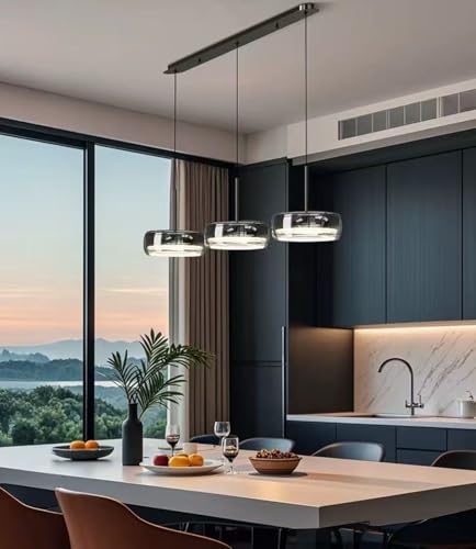 Bellastein Moderne LED Pendelleuchte Kristall Glas Hängelampe Esstischlampe, Led Hängeleuchte Dimmbar Mit Fernbedienung, Höhenverstellbar für Kücheninsel Büro Esszimmer Küche Deckenlampe (A3Lichter) Bellastein Moderne LED Pendelleuchte Kristall Glas Hängelampe Esstischlampe, Led Hängeleuchte Dimmbar Mit Fernbedienung, Höhenverstellbar für Kücheninsel Büro Esszimmer Küche Deckenlampe (A3Lichter) von Bellastein