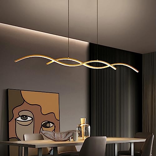 Bellastein Moderne LED pendelleuchte esszimmer dimmbar hängelampe esstisch schwarz, Wohnzimmer Küche Hängend Lampe Moderne Kreative Designer Kronleuchter Büro Leuchten Deckenleuchte (Gold, L150cm) von Bellastein