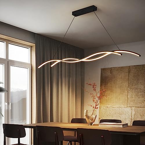 Bellastein Moderne LED pendelleuchte esszimmer dimmbar hängelampe esstisch schwarz, Wohnzimmer Küche Hängend Lampe Moderne Kreative Designer Kronleuchter Büro Leuchten Deckenleuchte (Schwarz, L90cm) von Bellastein