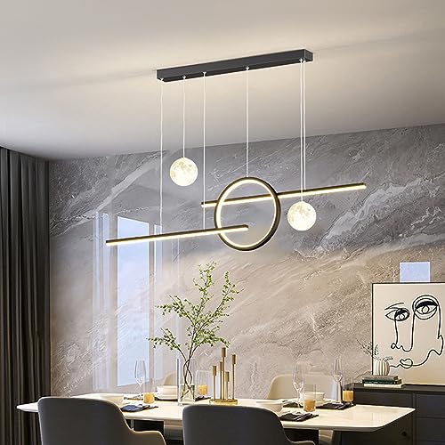 Bellastein Moderne Pendellampe Dimmbar mit Fernbedienung Hängeleuchte Wohnzimmer Esstisch Esszimmer Lampen Moderne LED Pendelleuchte für Esszimmer Schlafzimmer Küche Büro Hängelampe (schwarz, L100cm) von Bellastein