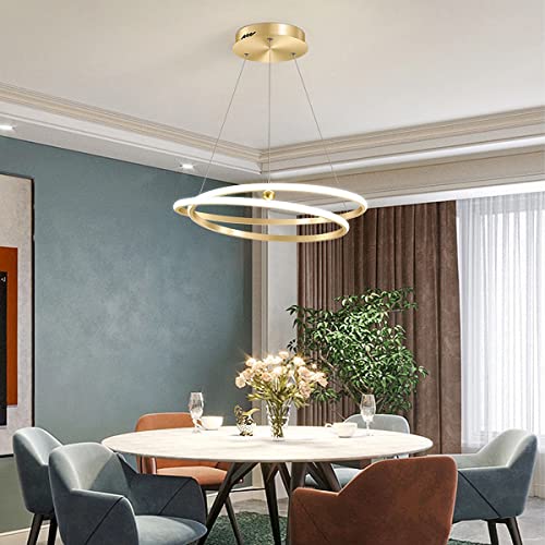 Bellastein Moderner LED Hängeleuchte Kreativer Einfacher Pendelleuchte, Esstisch Kronleuchter Dimmbar 3000K-6000K, Wohnzimmer Kronleuchter, Schlafzimmer Esszimmer Pendellampe, Gold (Φ 42cm) von Bellastein