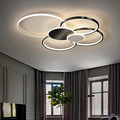 Bellastein Wohnzimmerlampe Deckenleuchte LED Dimmbar mit Fernbedienung, LED Deckenlampe Schlafzimmer Decke Lampe Moderne Metall Acryl Pendelleuchte (schwarz) von Bellastein