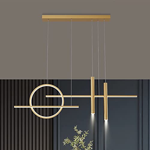 Bellastein dimmbare LED Pendelleuchte esstisch Moderne Hängeleuchte mit Fernbedienung Pendellampe höhenverstellbar Kronleuchter für Esszimmer Schlafzimmer Küche Büro Wohnzimme lampe (Gold, L120cm) von Bellastein