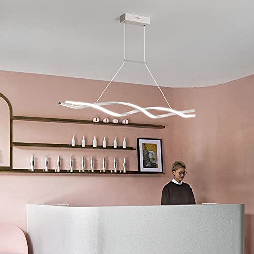 Esstisch Lampen LED Pendelleuchte, Modern Dimmbar Hängeleuchte Höhenverstellbar Esszimmer Küchenlampe mit Fernbedienung Decke Lampe Acryl-schirm Kronleuchter für Büro Bar Dekor Lampen (100cm, Weiss) von Bellastein