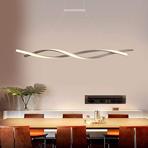 Esstisch Lampen LED Pendelleuchte, Modern Dimmbar Hängeleuchte Höhenverstellbar Esszimmer Küchenlampe mit Fernbedienung Decke Lampe Acryl-schirm Kronleuchter für Büro Bar Dekor Lampen (120cm, Grau) von Bellastein