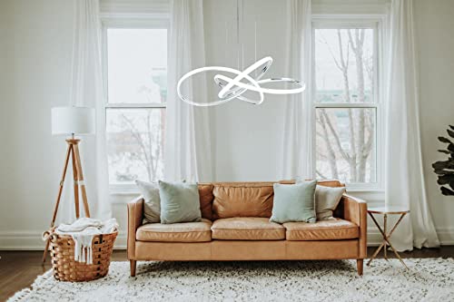 Esstischlampe Hängend LED Pendelleuchte Dimmbar mit Fernbedienung, Küchelampe Modern Klassiker Design Hängelampe Esszimmer Wohnzimmer Schlafzimmer Büro Lampe, Kronleuchter Hoehenverstellbar (Chrom) von Bellastein
