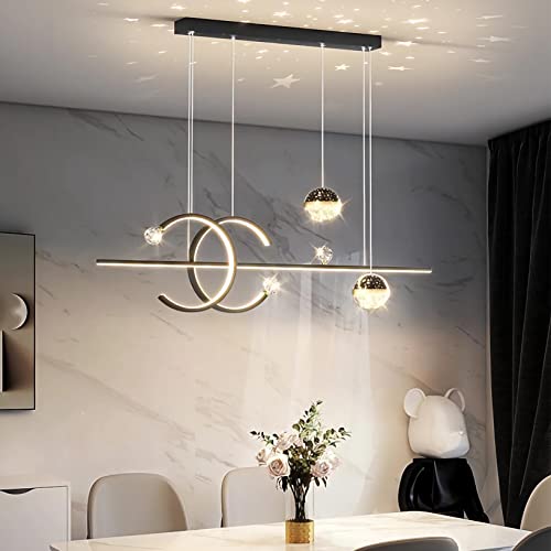 Esstischlampe LED Pendelleuchten Dimmbar Esstisch Hängelampe Esszimmer Hängeleuchte Wohnzimmer Küche Büro Moderne Kreative Kronleuchter mit Fernbedienung Leuchten Beleuchtung Licht (Schwarz, L100cm) von Bellastein