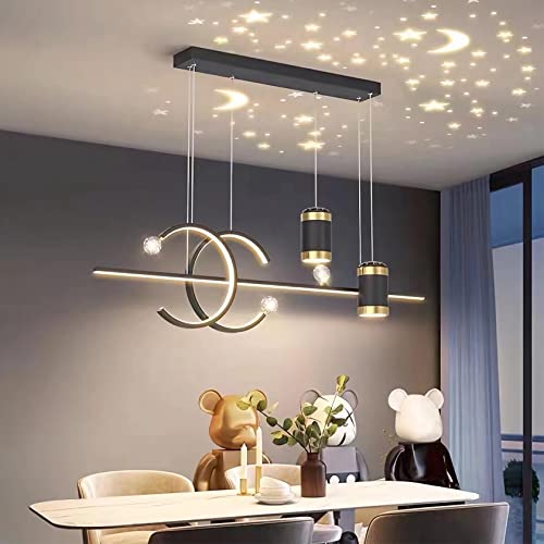 Esszimmerlampe LED Esstisch Lampe Moderne LED Pendelleuchte Dimmbar mit Fernbedienung Hängeleuchte Esszimmer Höhenverstellbar Kronleuchter für wohnzimmer Schlafzimmer Küche Büro (Schwarz, L100cm) von Bellastein