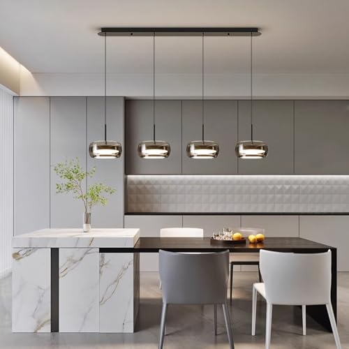 Hot Verkauf Restaurant LED Kronleuchter Luxus Glas Pendelleuchte High Sense Esstisch Kronleuchter dimmbare Band Fernbedienung Hängeleuchte für Esstisch Wohnzimmer Schlafzimmer Café (4 Licht) von Bellastein