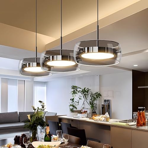 Hot Verkauf Restaurant LED Kronleuchter Luxus Glas Pendelleuchte High Sense Esstisch Kronleuchter dimmbare Band Fernbedienung Hängeleuchte für Esstisch Wohnzimmer Schlafzimmer Café (A 3 Licht) von Bellastein