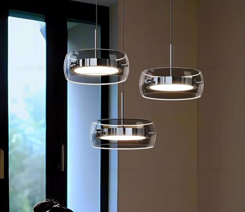Hot Verkauf Restaurant LED Kronleuchter Luxus Glas Pendelleuchte High Sense Esstisch Kronleuchter dimmbare Band Fernbedienung Hängeleuchte für Esstisch Wohnzimmer Schlafzimmer Café (B 3 Licht) von Bellastein