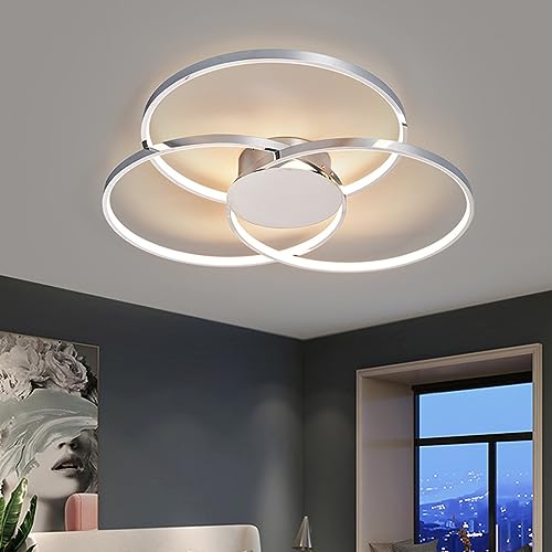 LED Deckenlampe Kreative Deckenleuchte Modern Wohnzimmer Pendelleuchte Dimmbar Esszimmer Hängelampe Mit Fernbedienung Schlafzimmer Küche Büro Lampe Innen Decken Beleuchtung (Chrom, Φ-48cm) von Bellastein