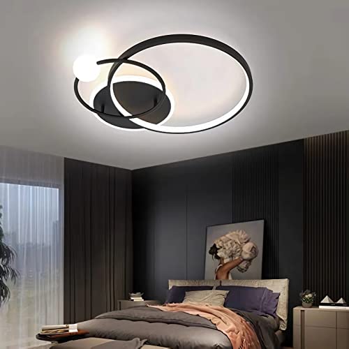 LED Deckenleuchte Dimmbar Arbeitzimmer Deckenlampe Kreative Deckenlampe Modern Hängeleuchte LED Deckenlampe mit Fernbedienung für Schlafzimmer Kinderzimmer Esszimmer Küche Büro Lampe (Schwarz, A) von Bellastein