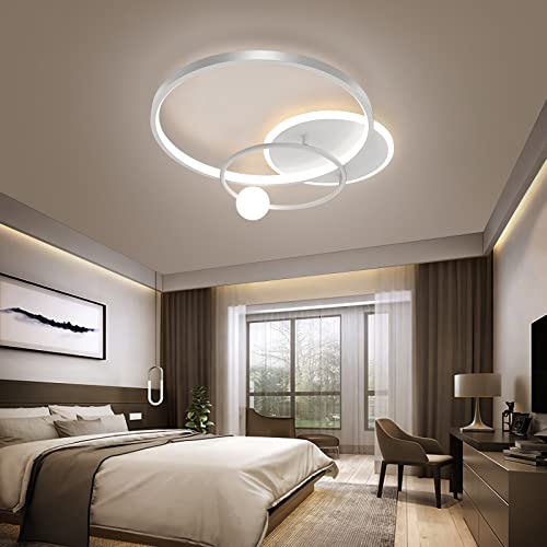 LED Deckenleuchte Dimmbar Arbeitzimmer Deckenlampe Wohnzimmer Modern Hängeleuchte LED Deckenlampe mit Fernbedienung für Schlafzimmer Kinderzimmer Küche Büro Lampe (weiß, 52cm) von Bellastein