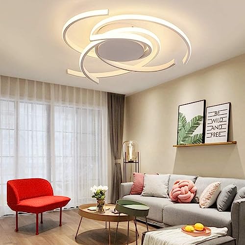 LED Deckenleuchte Kreative Spirale Blumenform Design Wohnzimmer Deckenlampe Schlafzimmerlampe Moderne Mit Fernbedienung Büro Kinderzimmerlampe Lichtfarbe Helligkeit Einstellbar (Weiß, L75cm) von Bellastein