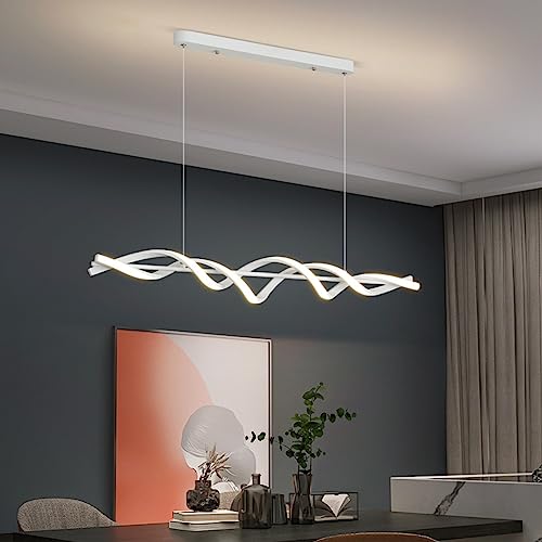 LED Esstisch Esszimmer Lampen Pendelleuchten Dimmbar Moderne Originalität hängend Light Mit Fernbedienung Hängeleuchte Wohnzimmer Küchenlampen für Büro Hotel Bar Deko Decke Pendellamp (Weiß, L120cm) von Bellastein