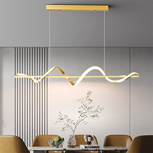 LED Hängelampe Dimmbare Pendelleuchte Esstisch Pendellampe, Modernes Spirale Design Esstischlampe Höhenverstellbar Hängeleuchte mit Fernbedienung Hängelampe für Esszimmer Küche Büro (Gold, 120cm) LED Hängelampe Dimmbare Pendelleuchte Esstisch Pendellampe, Modernes Spirale Design Esstischlampe Höhenverstellbar Hängeleuchte mit Fernbedienung Hängelampe für Esszimmer Küche Büro (Gold, 120cm) von Bellastein