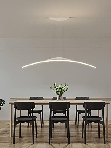 LED Hängeleuchte Esstisch Pendelleuchte mit Fernbedienung Pendellampe Dimmbare hängende Leuchte Höhenverstellbar Kronleuchter für Esszimmer Wohnzimmer Küche Büro (weiß, L120cm) von Bellastein