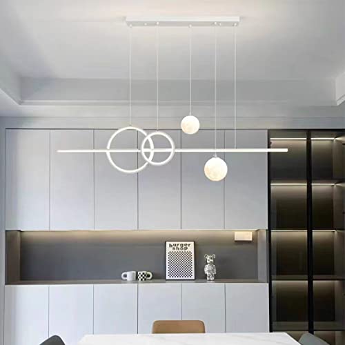 LED Hängeleuchte Modern Dimmbar Esstisch Pendelleuchte mit Fernbedienung Hängeleuchte 36W Höhenverstellbar Kronleuchter für Esszimmer Wohnzimmer Bar Büro lampe (weiß) von Bellastein