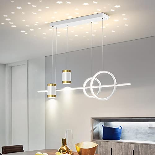 LED Hängeleuchte esstisch Pendelleuchte Mit Fernbedienung Hängeleuchte Höhenverstellbar Pendellampe Moderne LED Pendelleuchte für Esszimmer Schlafzimmer Küche Büro Lampe (Weiß, L100cm) von Bellastein