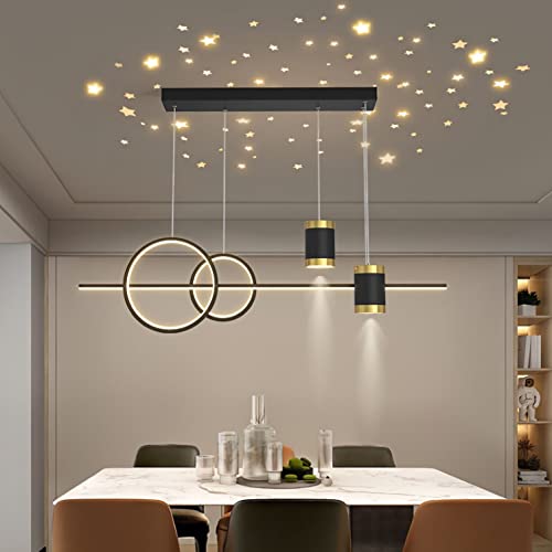 LED Pendelleuchte Esstisch, Moderne Wohnzimmer Deckenleuchte Kronleuchter Schlafzimmer Höhenverstehbar Hängelampe Ring Design Hängeleuchte für Küche Büro Arbeitszimmer Pendellampe (Schwarz) von Bellastein