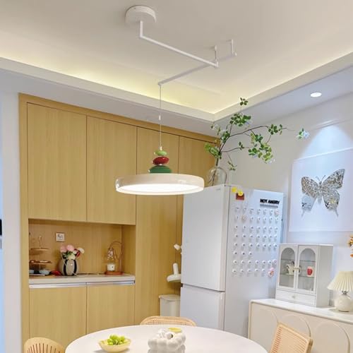 LED Pendelleuchte Esstisch Dimmbare Hängelampe mit Schwenkarm, Moderne Esszimmer Hängeleuchte Mit Fernbedienung, Höhenverstellbar für Flur Kücheninsel Wohnzimmer Küche Büro Lampe (Milch Weiß, A) von Bellastein