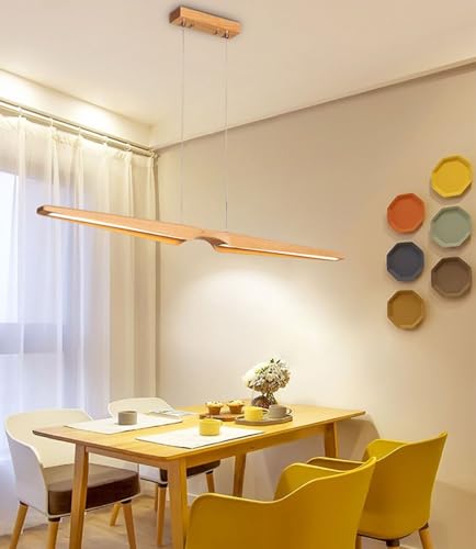 LED Pendelleuchte Esstisch Hängelampe Holz Dimmbar Hängeleuchte mit Fernbedienung Kücheninsel Esstischlampe Holzlampe Höhenverstellbar für Küche Esszimmer Wohnzimmer Bürolampe (Holz, 150cm) von Bellastein