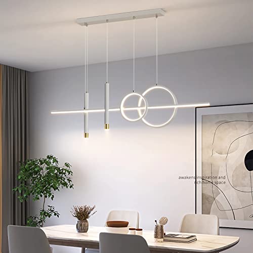 LED Pendelleuchte Esstisch Modern Hängeleuchte Dimmbar Esstischlampe mit Fernbedienung Hängelampe höhenverstellbar Kronleuchter Lampe für Esszimmer Wohnzimmer Küche Bürolampe (Weiß, L100cm) von Bellastein