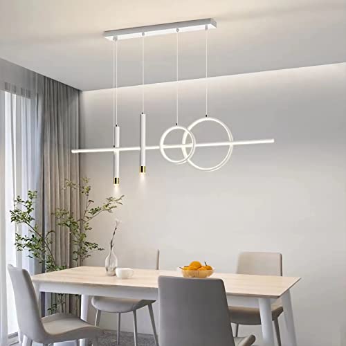 LED Pendelleuchte Esstisch Modern Hängeleuchte Dimmbar Esstischlampe mit Fernbedienung Hängelampe höhenverstellbar Kronleuchter Lampe für Esszimmer Wohnzimmer Küche Bürolampe (Weiß, L120cm) von Bellastein