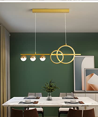 LED Pendelleuchte Esstischlampe Küchenlampe Hängend Lampen Dimmbar Hängelampe Modern LED Pendelleuchte Esstisch Wohnzimmer Schlafzimmer Hängeleuchte Höhenverstellbar Pendellampe (Gold, 80cm) von Bellastein