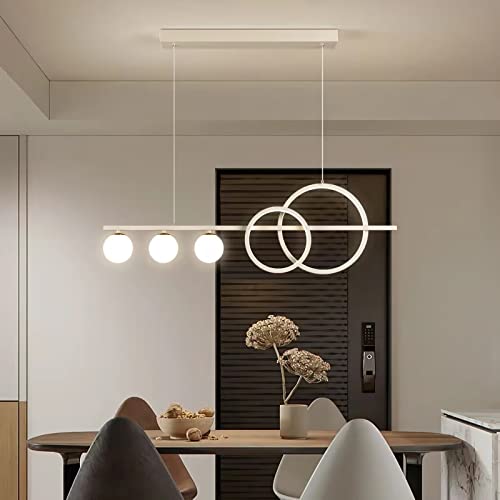 LED Pendelleuchte Esstischlampe Küchenlampe Hängend Lampen Dimmbar Hängelampe Modern LED Pendelleuchte Esstisch Wohnzimmer Schlafzimmer Hängeleuchte Höhenverstellbar Pendellampe (weiß, 80cm) von Bellastein