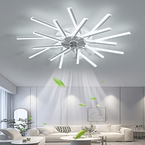 Bellastein Leise Deckenventilator mit Beleuchtung Wohnzimmer LED Ventilator Dimmbar Fernbedienung Fan Deckenleuchte Für Schlafzimmer Esszimmer (weiß, L114cm) von Bellastein