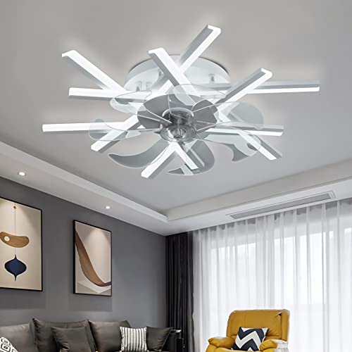 Leise Deckenventilator mit Beleuchtung Wohnzimmer LED Deckenventilator mit Ventilator Dimmbar mit Fernbedienung Fan Deckenleuchte Für Wohnzimmer Schlafzimmer Esszimmer Deckenleuchte (Weiß, L62cm) von Bellastein