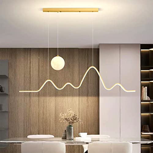 Modern LED Hängeleuchte Esstisch Pendelleuchte 36W Höhenverstellbar Kronleuchter Dimmbar mit Fernbedienung Hängeleuchte für Esszimmer Wohnzimmer Bar Büro lampe (gold) von Bellastein