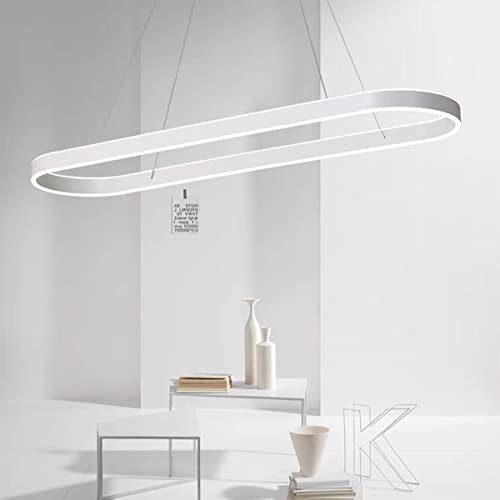 Modern LED Pendelleuchte Esstisch Hängelampe Licht Höhenverstellbar Bürolampe Küchenlampe Wohnzimmerlampe dimmbar mit Fernbedienung Wohnzimmer Esszimmer Dekor Hängeleuchte (Weiß, L120cm 108W) von Bellastein