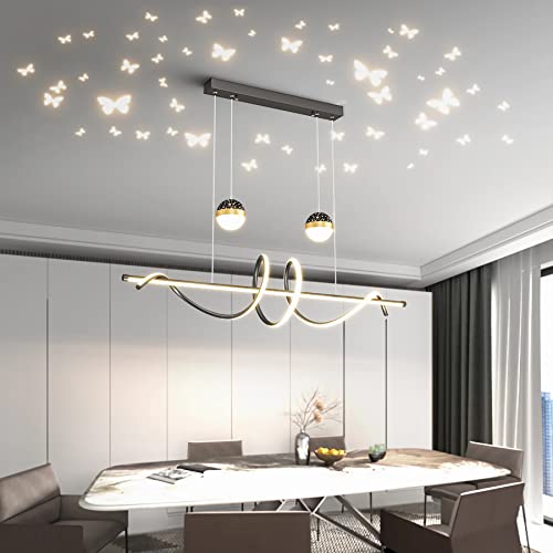 Moderne Esstisch Pendelleuchte LED Dimmbar schwarz Hängelampe LED Hängeleuchte mit Fernbedienung Höhenverstellbarer Kronleuchter für Wohnzimmer Esszimmer Schlafzimmer Küche Bürolampe (Schwarz, L100cm) von Bellastein